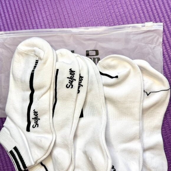 New Men's 5 Pairs Low Cut White Socks 70% Cotton Shoe 6-12 w Zip Gift Bag Sport - Picture 7 of 8